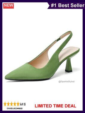 Suede Slingback Kitten Heel Pumps Closed Pointed Toe Dress Heels